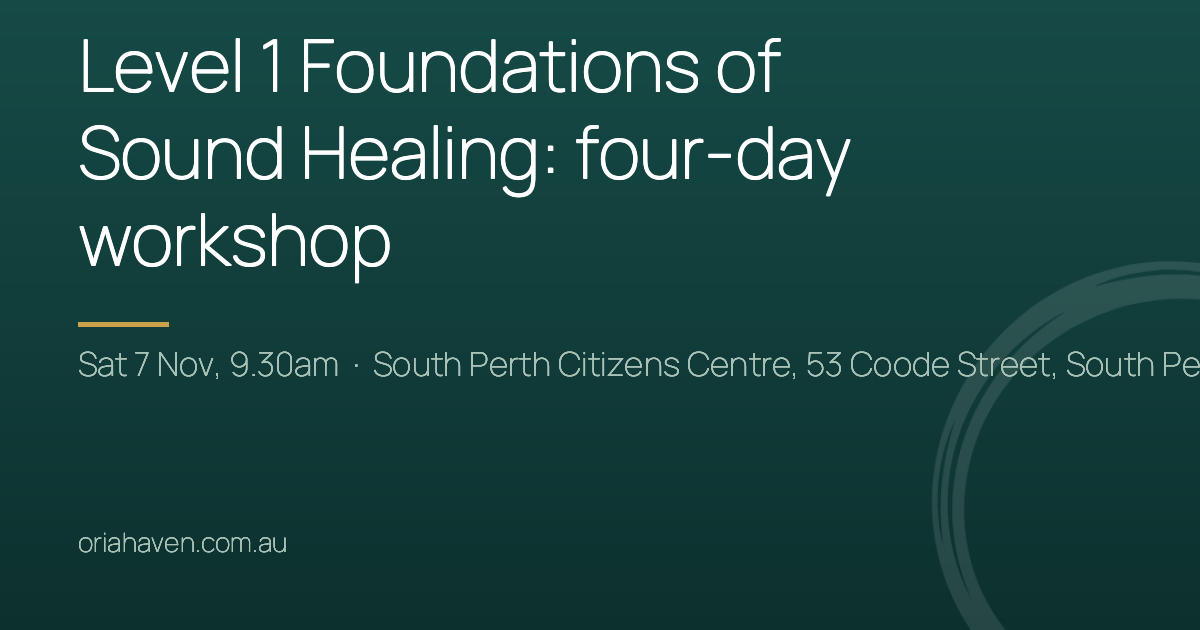 Share card for Level 1 Foundations of Sound Healing: four-day workshop